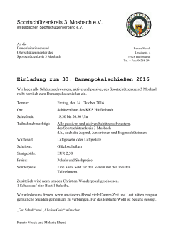 Einladung Damenpokalschießen 2016