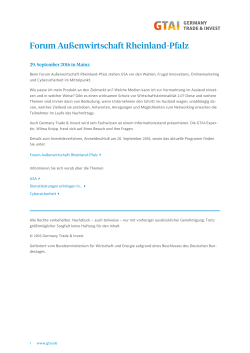 GTAI - Forum Au&szlig;enwirtschaft Rheinland-Pfalz