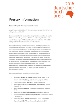Presse-Information - Deutscher Buchpreis