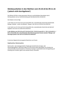 Gleisbauarbeiten in den N&auml;chten vom 24.10.16 bis