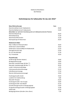 Heilmittelpreise f&uuml;r Selbstzahler f&uuml;r das Jahr 2016
