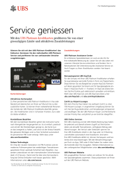 Produktemerkblatt MasterCard und Visa Platinum Kreditkarte