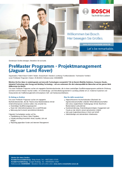 PreMaster Programm - Projektmanagement (Jaguar Land