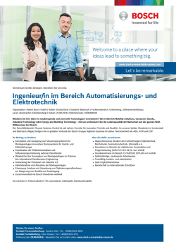 Ingenieur/in im Bereich Automatisierungs- und Elektrotechnik