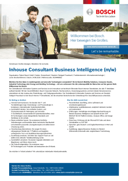 Inhouse Consultant Business Intelligence (m/w)