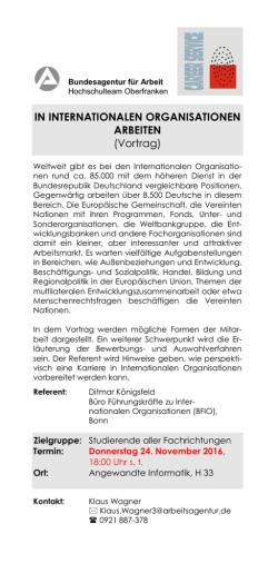 IN INTERNATIONALEN ORGANISATIONEN ARBEITEN (Vortrag)