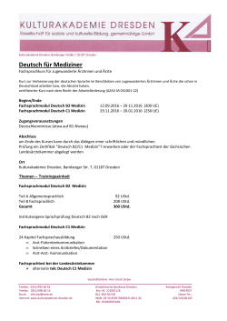 Deutsch f&uuml;r Mediziner - Kulturakademie Dresden