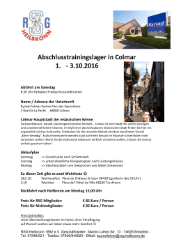 Abschlusstrainingslager in Colmar 1. - 3.10.2016