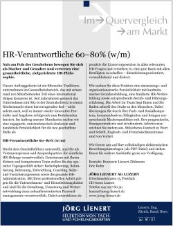 HR-Verantwortliche 60–80% (w/m)