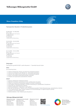 Teamsprecher Baustein 2 Produktionssystem 05.09.2016 – 07.09
