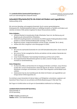 leitende(n) Mitarbeiter(in) für die Arbeit mit Kindern und Jugendlichen.