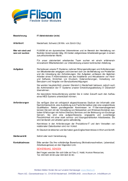 FLISOM AG – Open Position