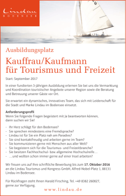 Kauffrau/Kaufmann für Tourismus und Freizeit