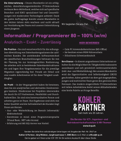 Informatiker / Programmierer 80 &ndash; 100% (w/m)