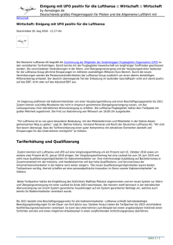 Einigung mit UFO positiv f&uuml;r die Lufthansa