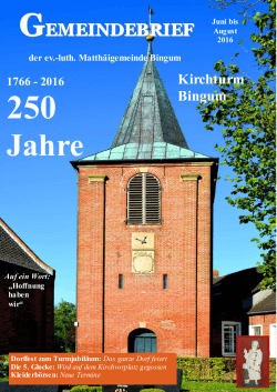 Gemeindebrief Bingum 06/2016 bis 08/2016 - Ev.