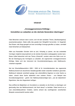 Infobrief &bdquo;Vorweggenommene Erbfolge