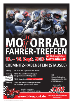 16. – 18. Sept. 2016 - Christliche Motorradfahrer Sachsen eV