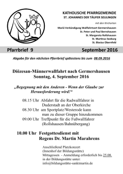 Pfarrbrief September 2016 - Pfarrgemeinde St. Johannes dT