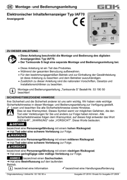 Bedienungsanleitung Inhaltsfernanzeiger