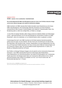 HSBC startet zwei asiatische Anleihefonds