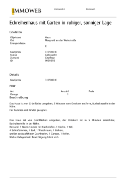Eckreihenhaus mit Garten in ruhiger, sonniger Lage