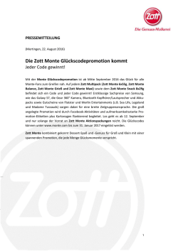 Die Zott Monte Gl&uuml;ckscodepromotion kommt