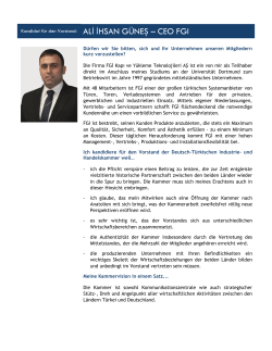 Kandidat für den Vorstand: ALİ İHSAN GÜNEŞ – CEO FGI