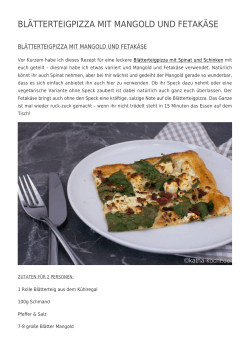 Blätterteigpizza mit Mangold und Fetakäse - Katha