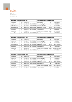 Ferienplan Schuljahr 2016/2017 Weitere unterrichtsfreie Tage