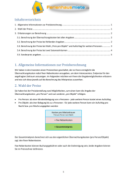 Informationen zur Preisberechnung