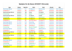 Spielplan für die Saison 2016/2017 (Hinrunde)