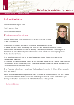Prof. Matthias Bäcker - Hochschule für Musik FRANZ LISZT Weimar