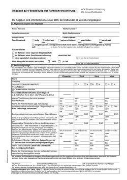 Angaben zur Feststellung der Familienversicherung