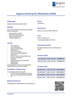 Hygiene-Schulung f&uuml;r Mitarbeiter (HSM)