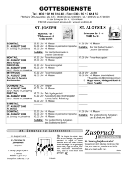 gottesdienste - St. Aloysius