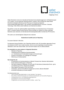 In diesem Zusammenhang suchen wir Sie als