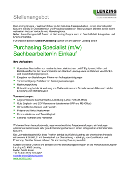 Purchasing Specialist (m/w) Sachbearbeiter/in Einkauf