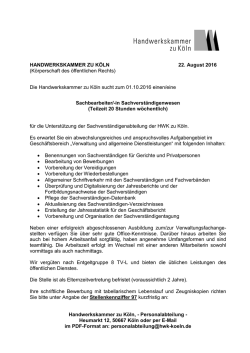in Sachverst&auml;ndigenwesen (Teilzeit 20 Stunden w&ouml;chentlich)
