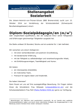 Stellenangebot Sozialarbeit Diplom-Sozialpädagogin/en - BBS-BRV