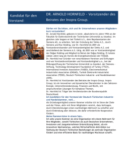 DR. ARNOLD HORNFELD &ndash; Vorsitzender des Beirates der Inopra