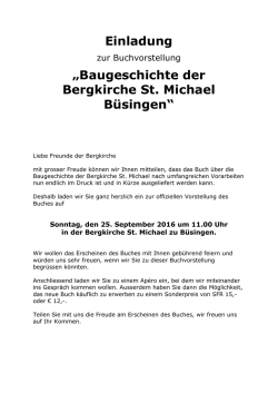 Einladung  - Vereinigung f&uuml;r die B&uuml;singer Bergkirche