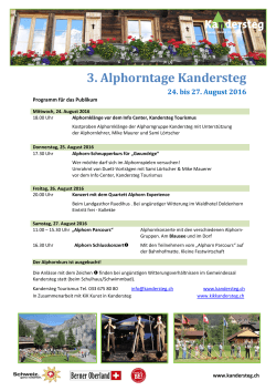 3. Alphorntage Kandersteg 24. bis 27. August 2016