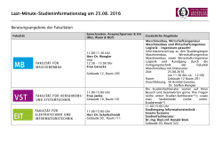 Last-Minute-Studieninformationstag am 25.08. 2016