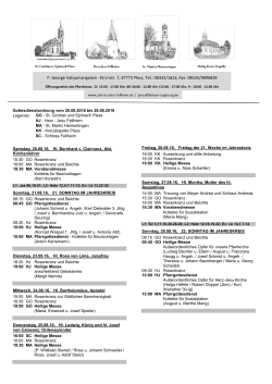 Gottesdienstordnung vom 20.08.2016 bis 28.08.2016 Legende: GO