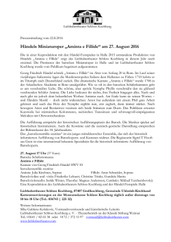 H&auml;ndels `Aminta e Fillide` - Liebhabertheater Schloss Kochberg
