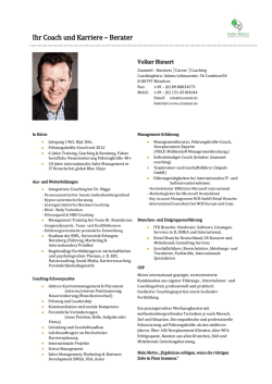 Infos zu mir im Steckbrief - Volker Bienert, Dipl. Kfm. und Coach (DFC)