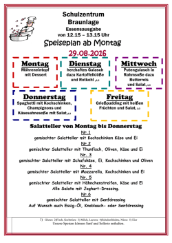 Speiseplan für nächste Woche - Oberharz