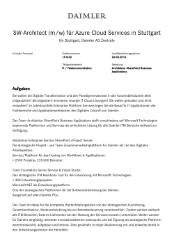 SW-Architect (m/w) für Azure Cloud Services in Stuttgart