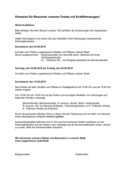 Hinweise f&uuml;r Besucher unseres Festes mit - Stadt